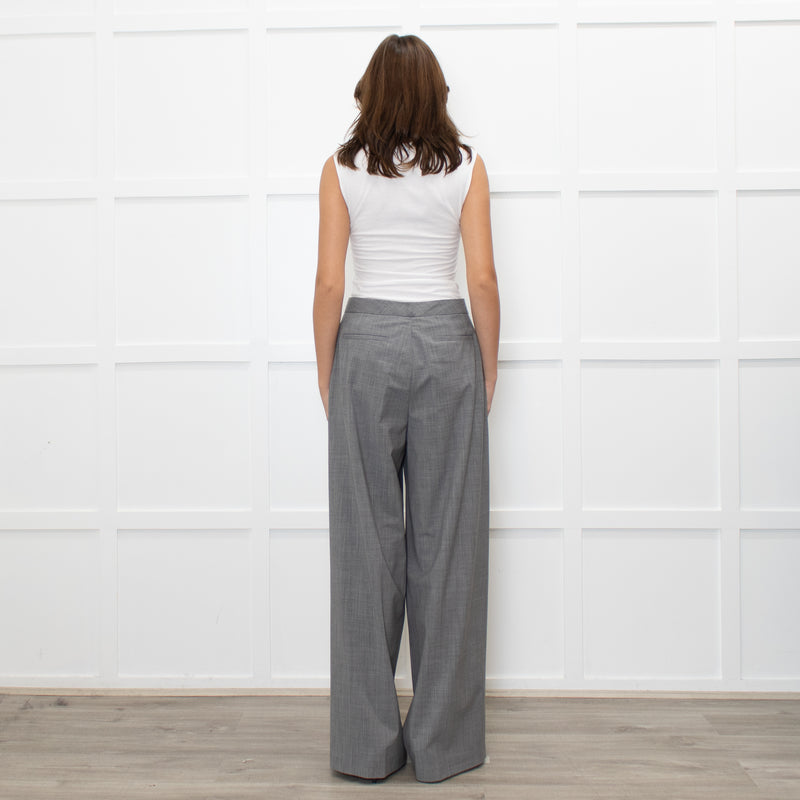 Fabiana Filippi Light Grey Fine Wool Wide Leg Trousers