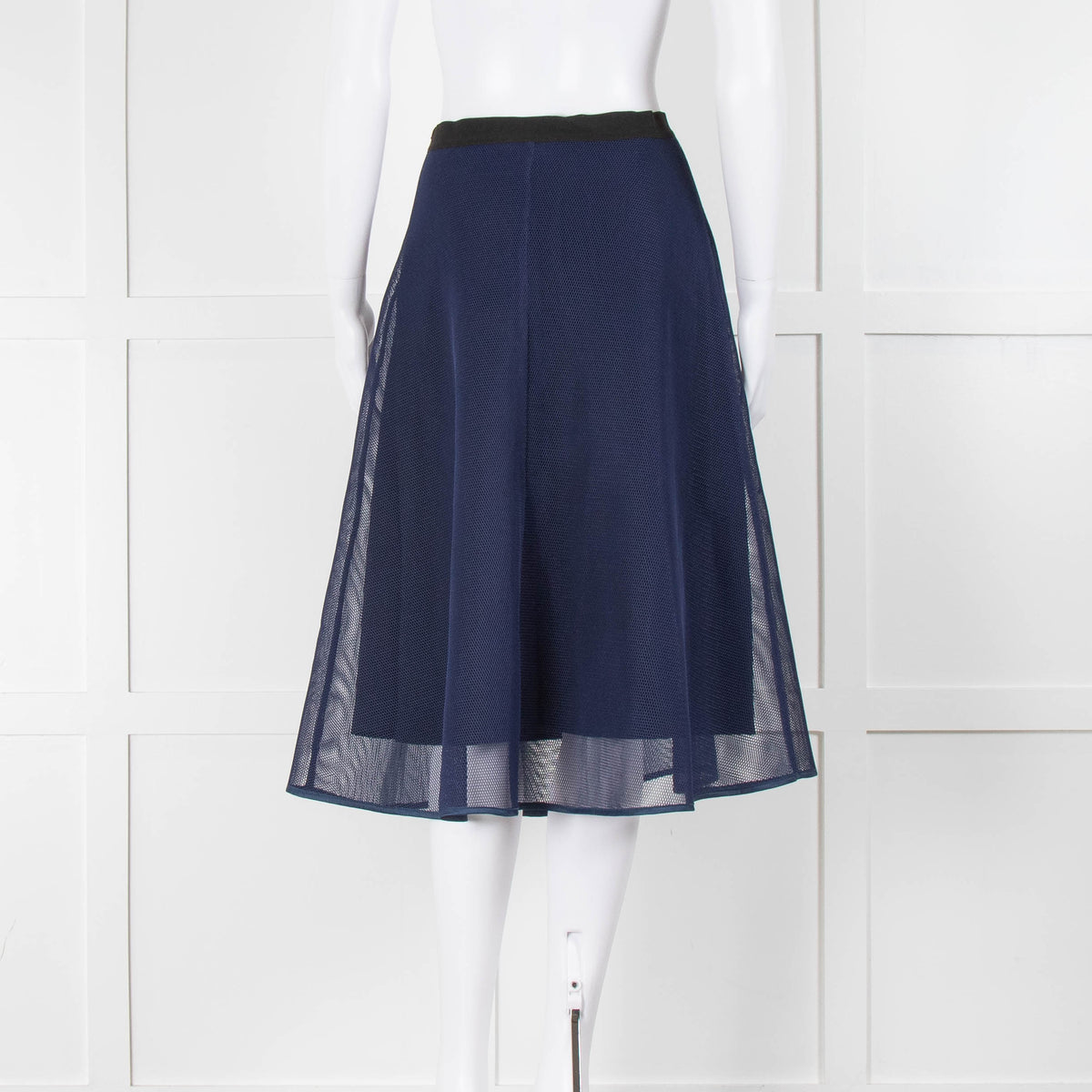Sandro Blue Skirt With Mesh Overlay