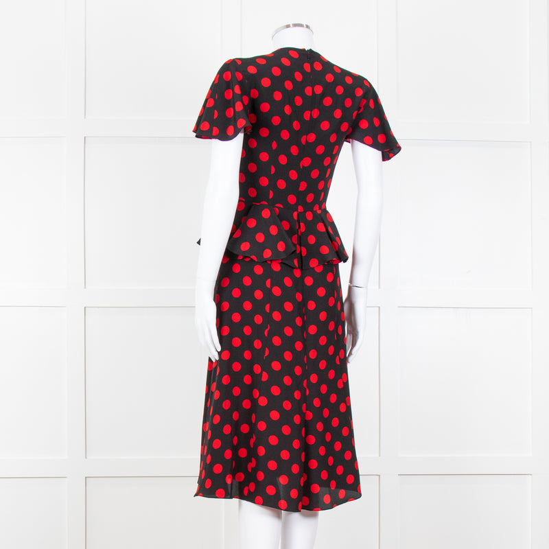 Michael Kors Collection Black Red Dot Belted Dress