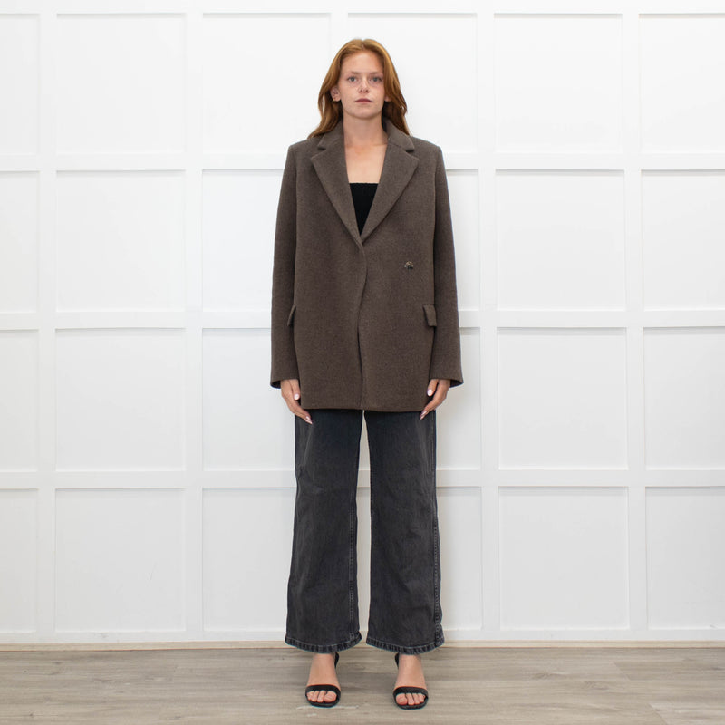 Samsoe & Samsoe Brown Recycled Wool Straight Fit Jacket