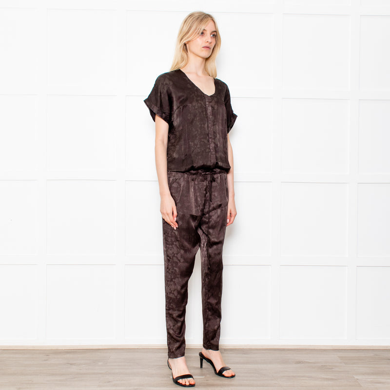 Rabens Saloner Dark Green Snake Print Jumpsuit
