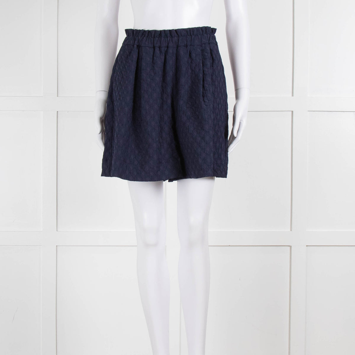 Merlette Navy Textured Shorts