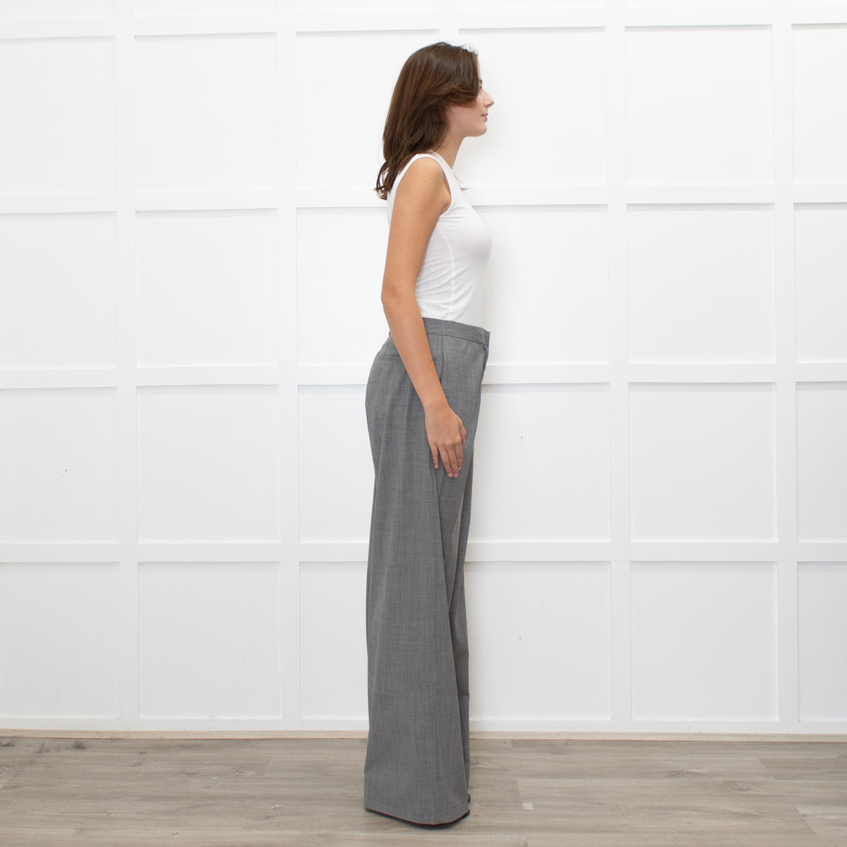 Fabiana Filippi Light Grey Fine Wool Wide Leg Trousers