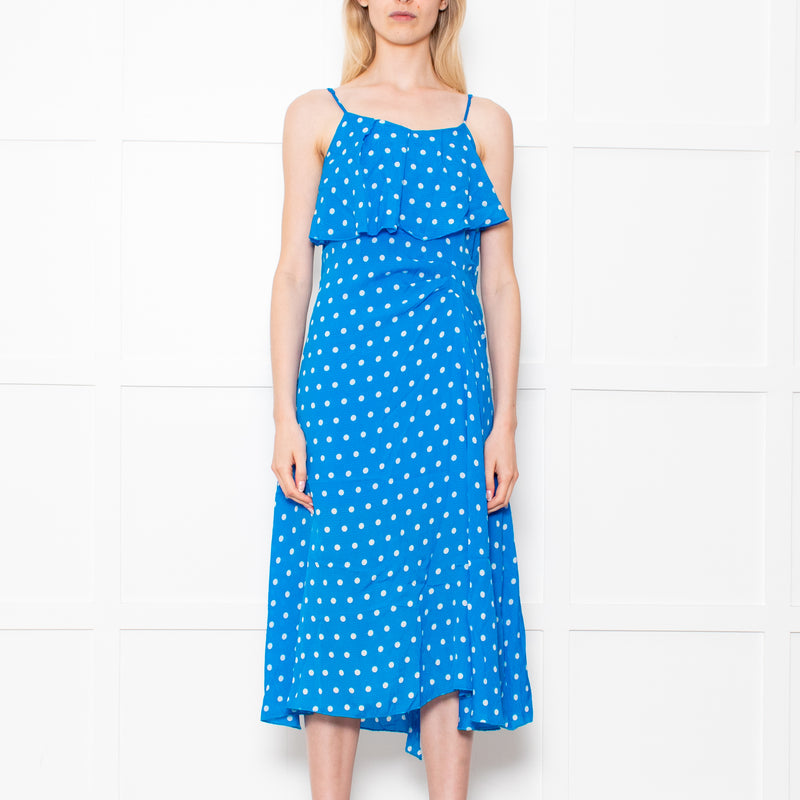 Essentiel Antwerp Blue With White Polka Dot Strappy Dress