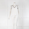 The Kooples Ivory and Black Lace Lace Trim Cami