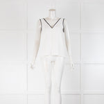 The Kooples Ivory and Black Lace Lace Trim Cami