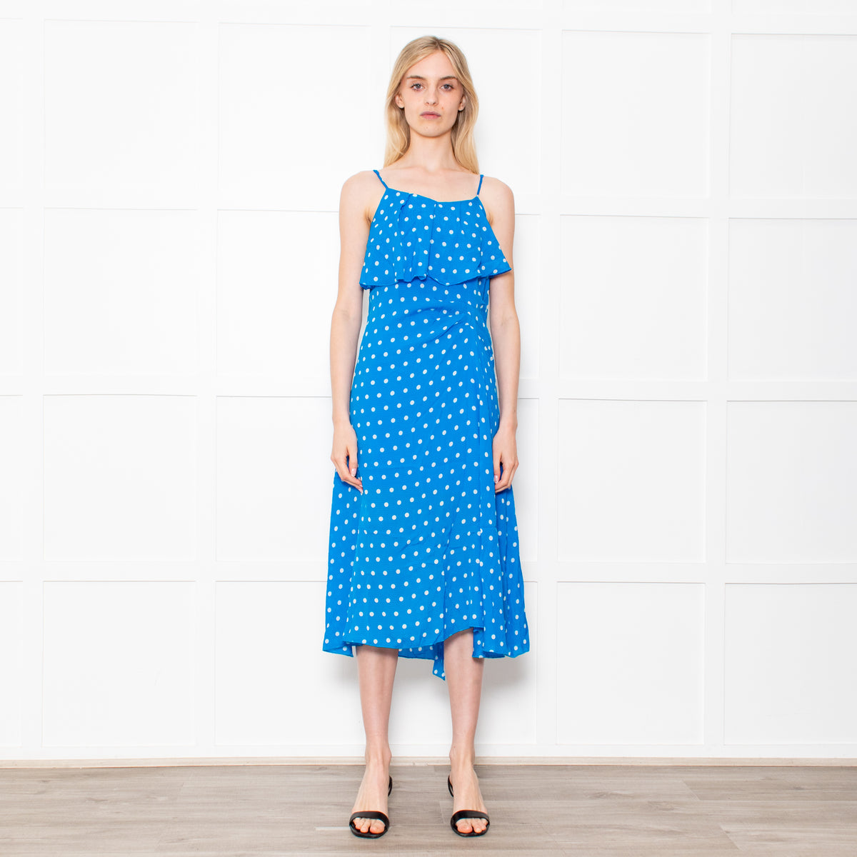 Essentiel Antwerp Blue With White Polka Dot Strappy Dress – Phoenix Style