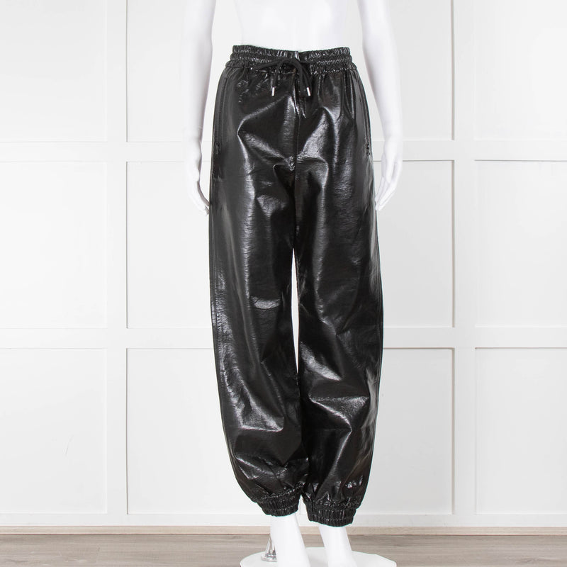 MSGM Black Faux Leather Joggers