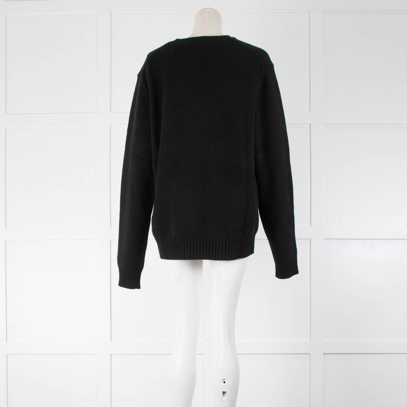 Polo Ralph Lauren Black Teddy Bear Motif Cashmere Mix Jumper