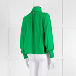 Me + Em Green High Neck Silk Blouse