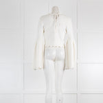 Clea White Bell Sleeves Cropped Knitted Sweater