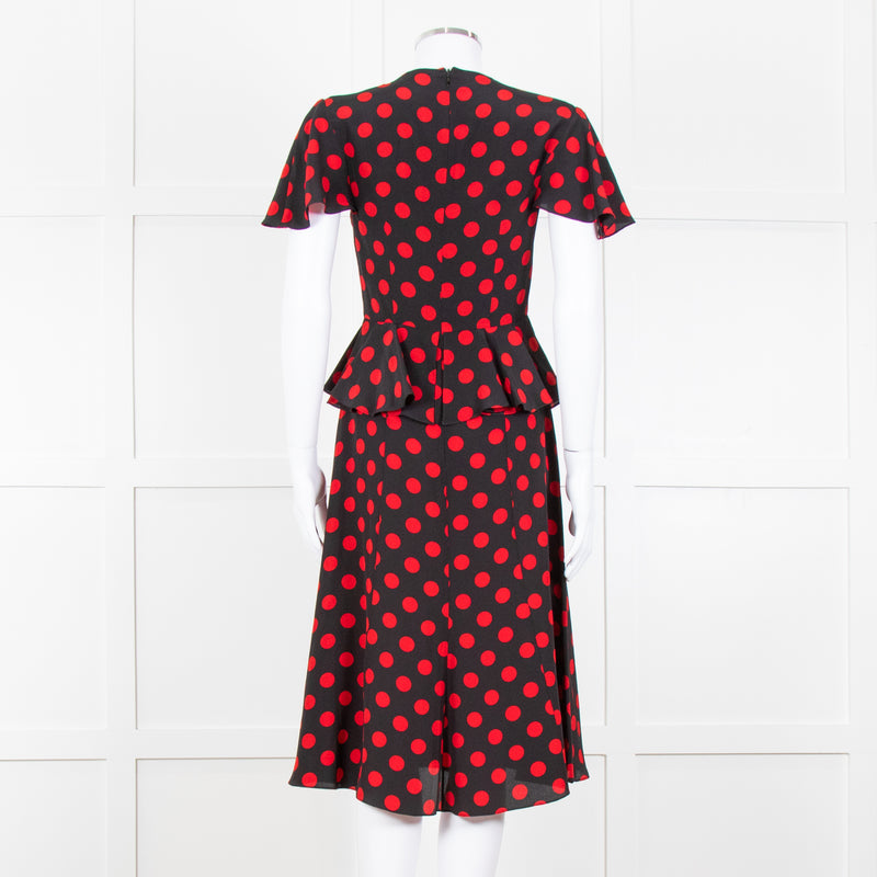 Michael Kors Collection Black Red Dot Belted Dress