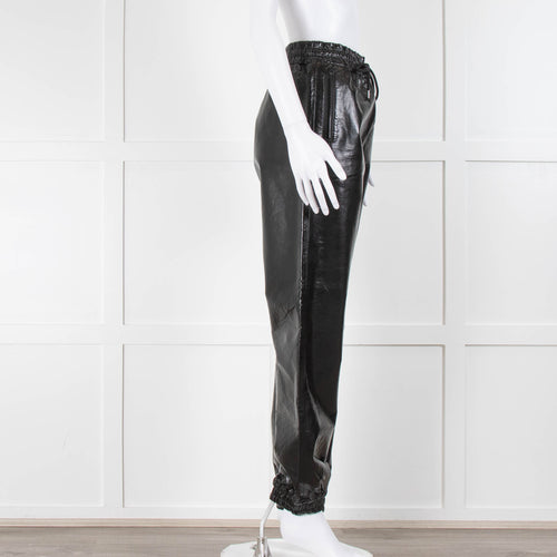 MSGM Black Faux Leather Joggers