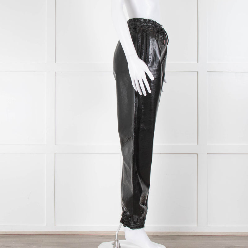 MSGM Black Faux Leather Joggers
