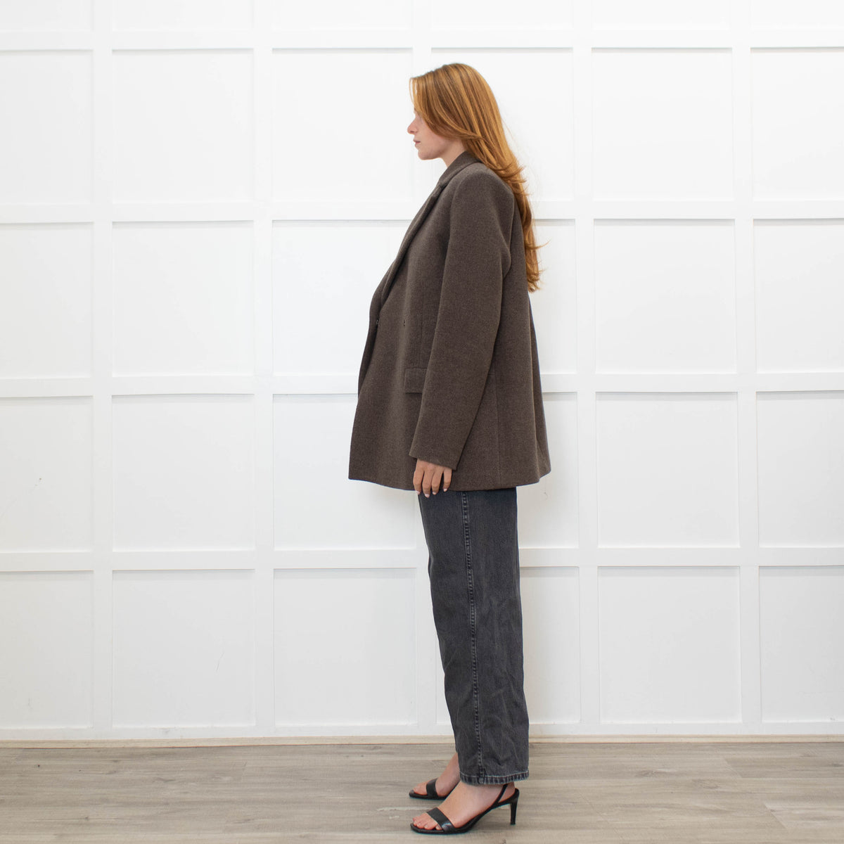 Samsoe & Samsoe Brown Recycled Wool Straight Fit Jacket