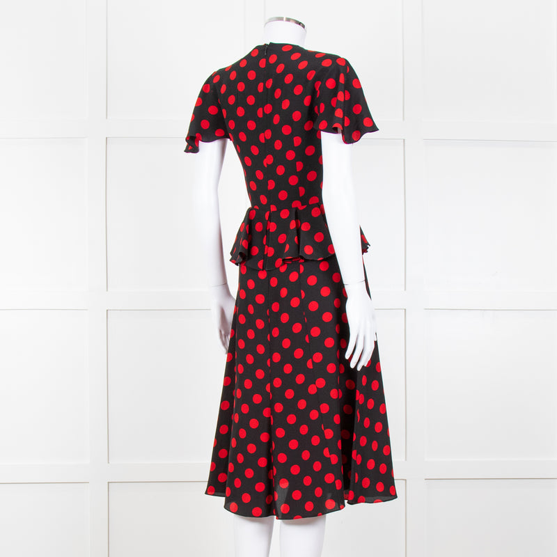 Michael Kors Collection Black Red Dot Belted Dress