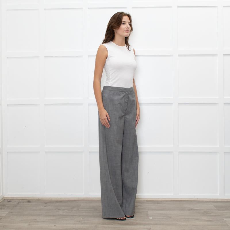 Fabiana Filippi Light Grey Fine Wool Wide Leg Trousers