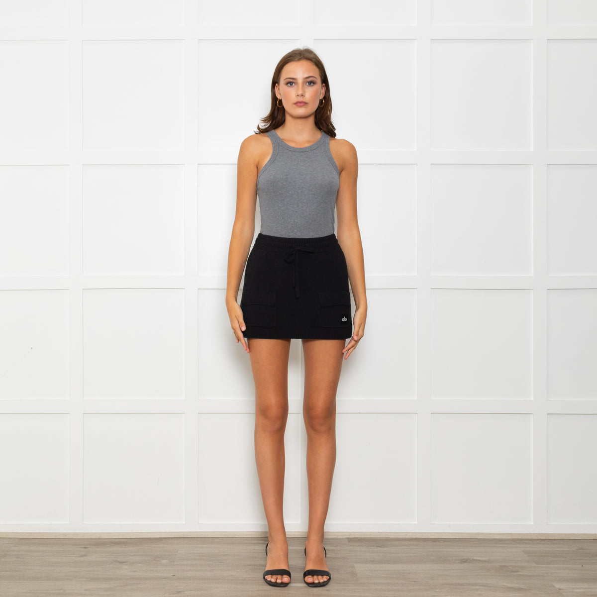 Alo Yoga Black Cotton Knit Skort