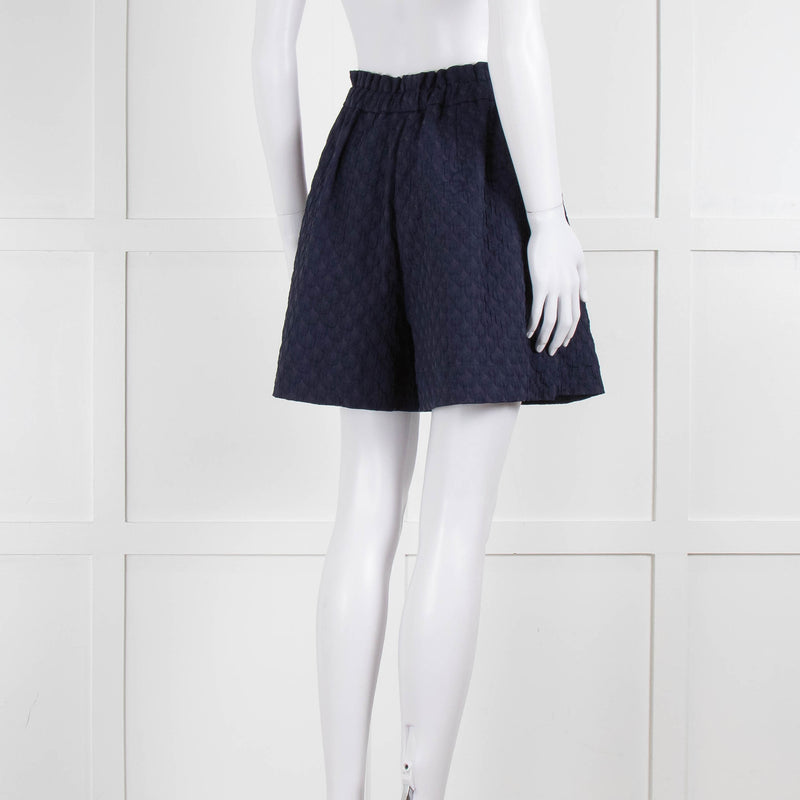 Merlette Navy Textured Shorts