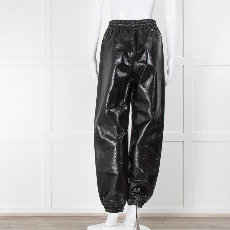 MSGM Black Faux Leather Joggers