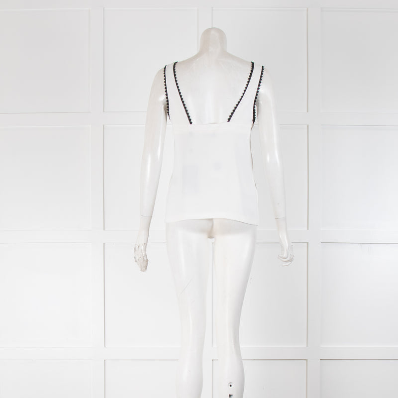 The Kooples Ivory and Black Lace Lace Trim Cami