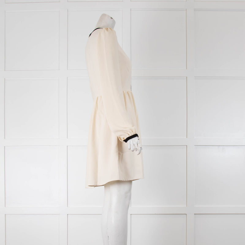 Saloni Camille Cream Embillished Bow Front Dress