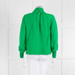 Me + Em Green High Neck Silk Blouse