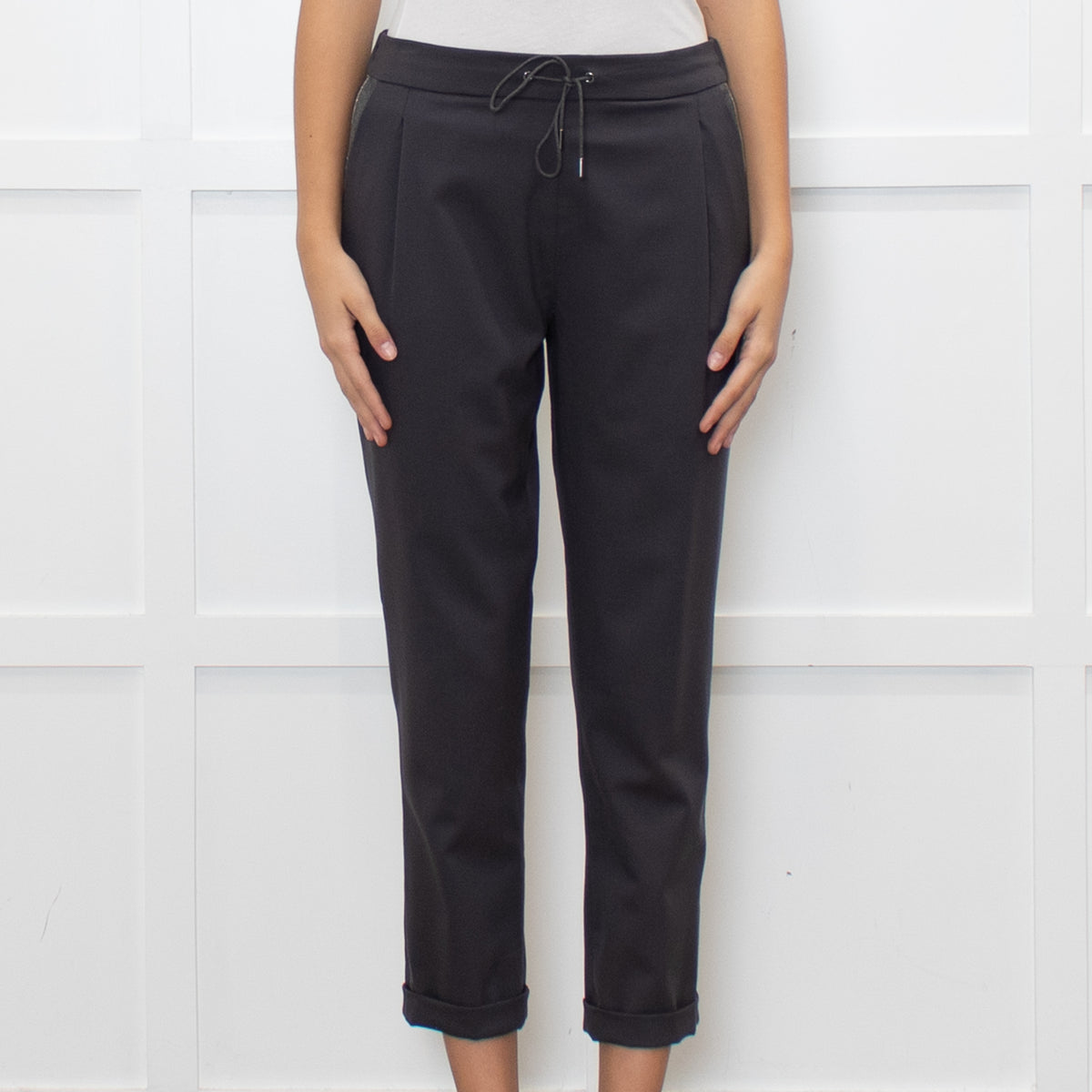Fabiana Filippi Grey Wool Draw-String Trousers