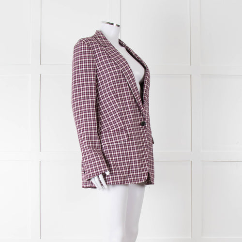 Burberry Burgundy Cream Check Blazer Jacket