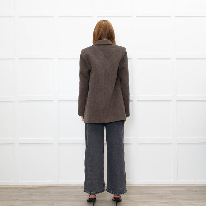 Samsoe & Samsoe Brown Recycled Wool Straight Fit Jacket