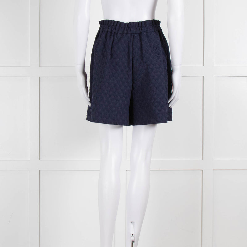 Merlette Navy Textured Shorts
