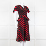 Michael Kors Collection Black Red Dot Belted Dress