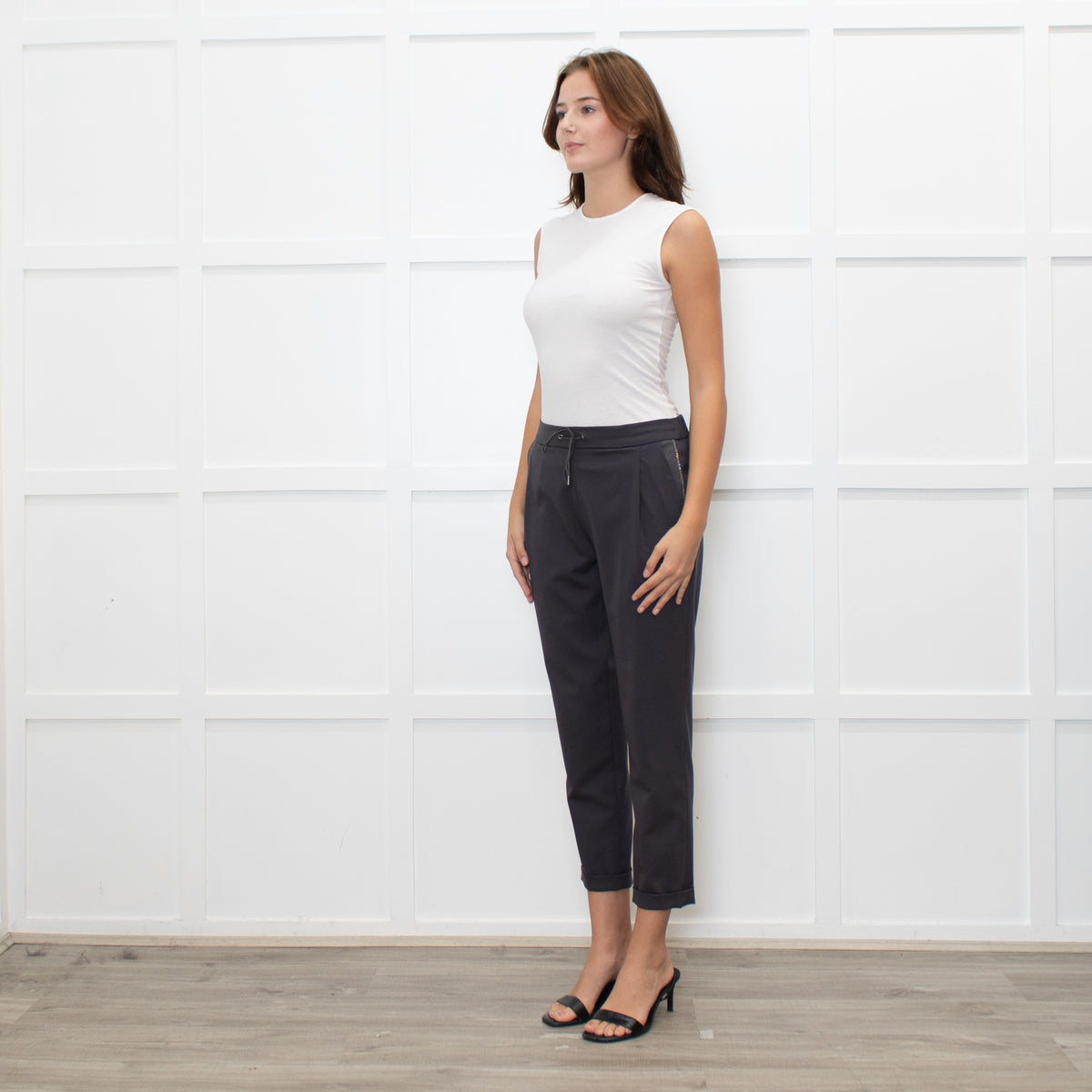 Fabiana Filippi Grey Wool Draw-String Trousers