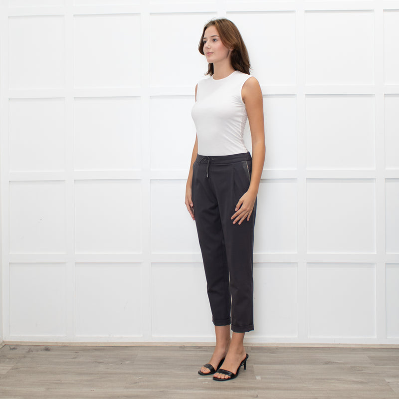 Fabiana Filippi Grey Wool Draw-String Trousers