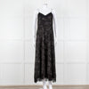 Me + Em Black White Green Dots Lace Trim Sleeveless Dress