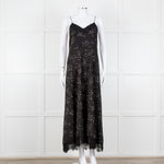 Me + Em Black White Green Dots Lace Trim Sleeveless Dress