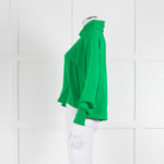Me + Em Green High Neck Silk Blouse