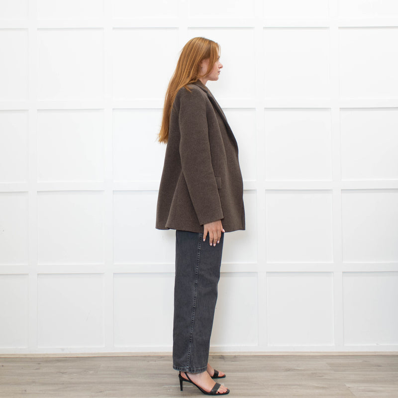 Samsoe & Samsoe Brown Recycled Wool Straight Fit Jacket