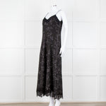 Me + Em Black White Green Dots Lace Trim Sleeveless Dress