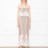 Gold Hawk Taupe 100% Silk Strappy Dress With Cream Lace Detail