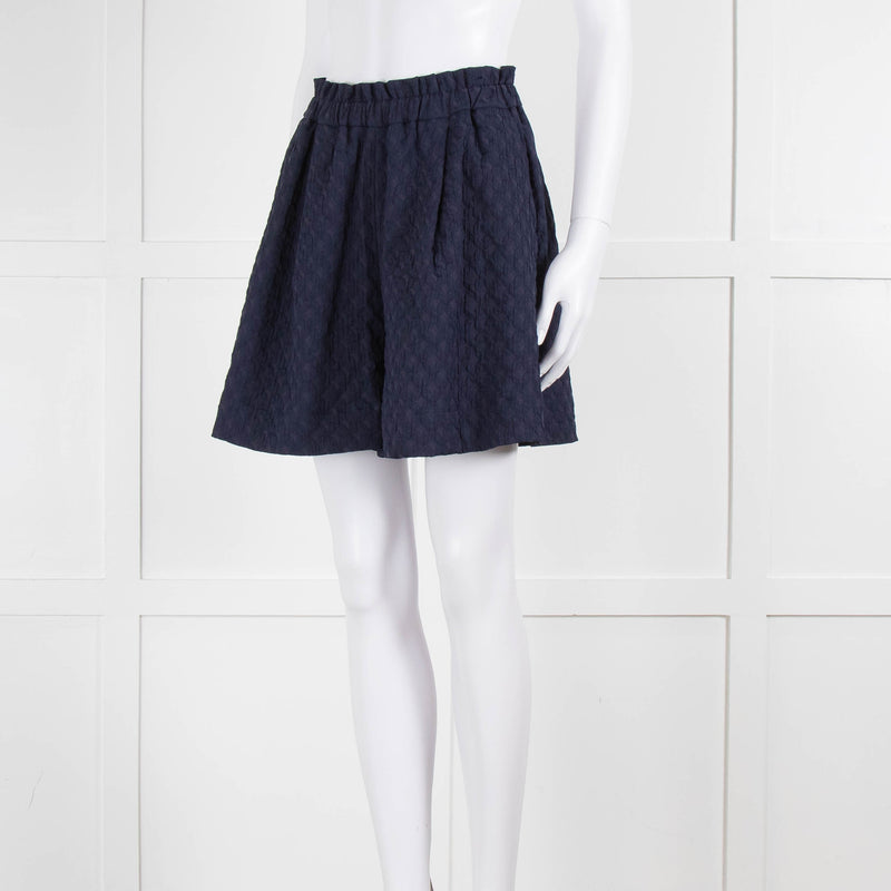 Merlette Navy Textured Shorts