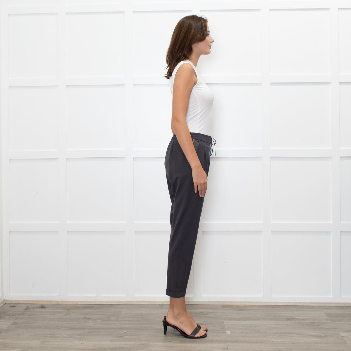 Fabiana Filippi Grey Wool Draw-String Trousers
