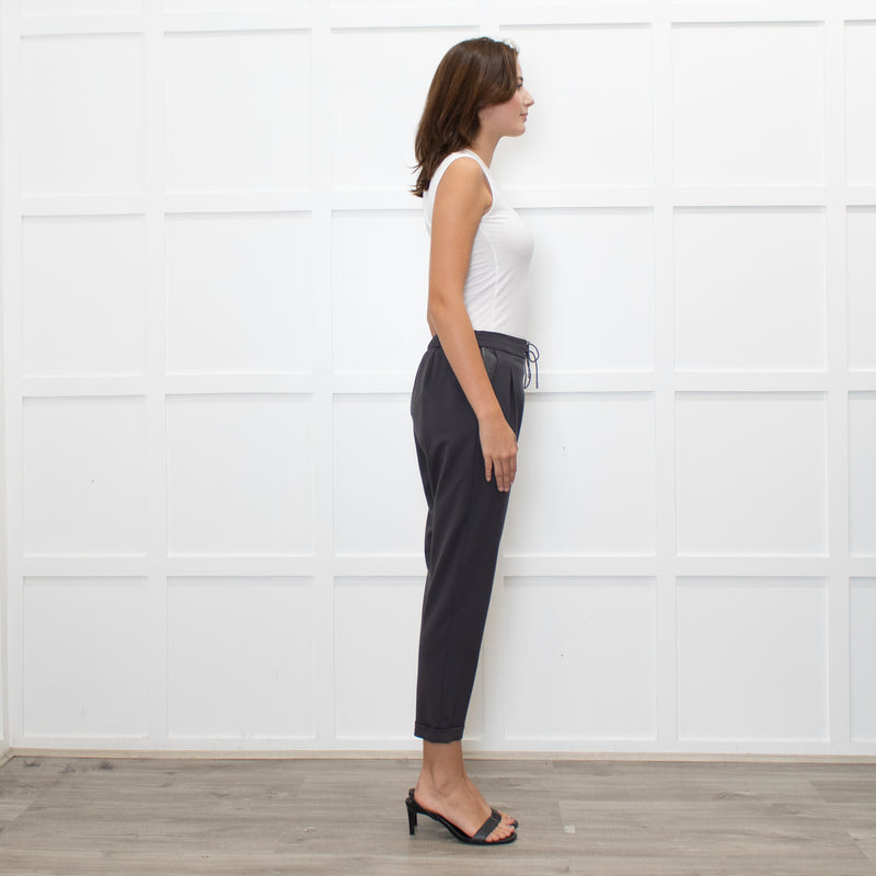 Fabiana Filippi Grey Wool Draw-String Trousers