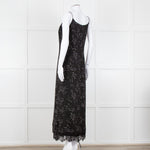 Me + Em Black White Green Dots Lace Trim Sleeveless Dress