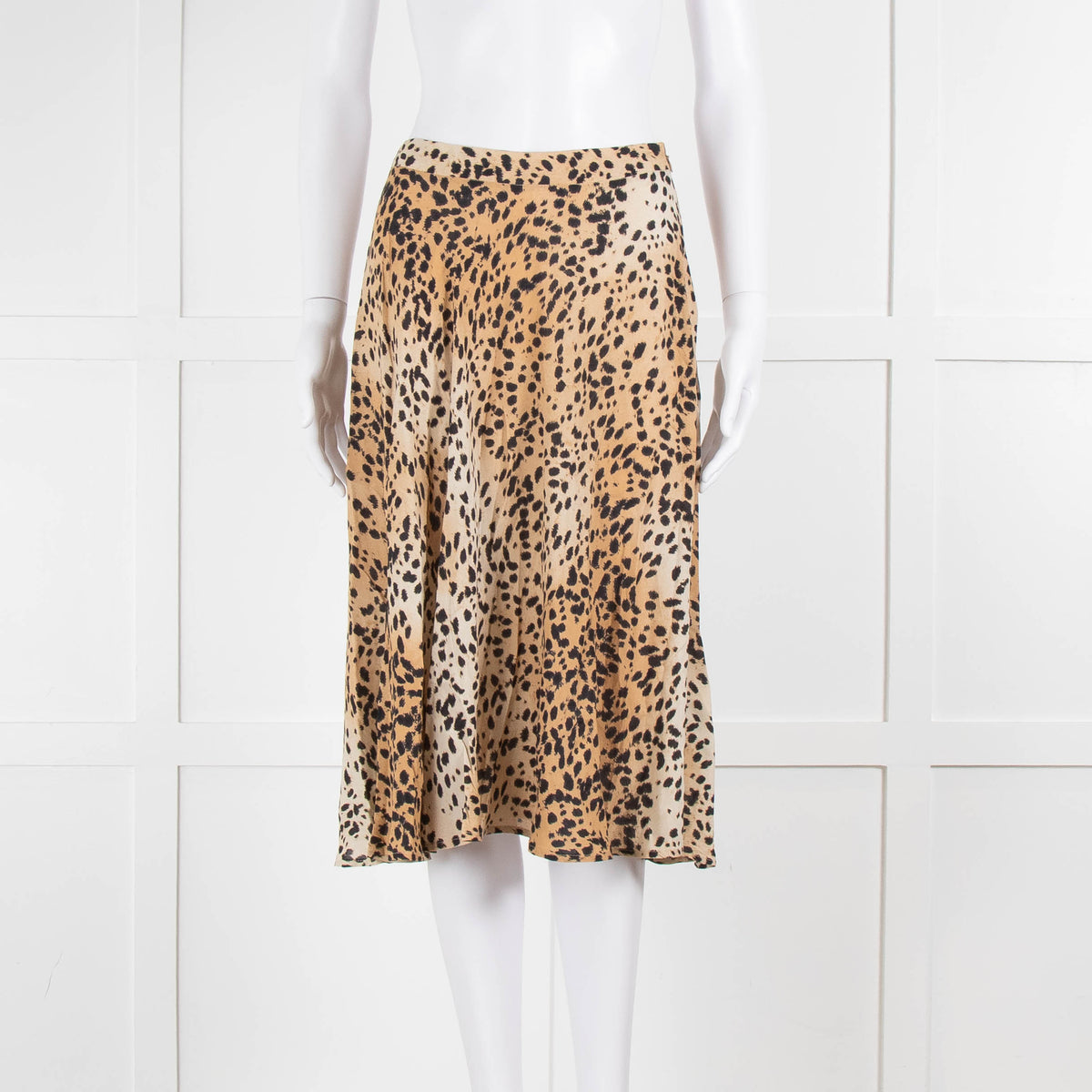 Set Brown Black Animal Print Midi Skirt