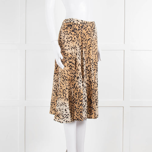 Set Brown Black Animal Print Midi Skirt