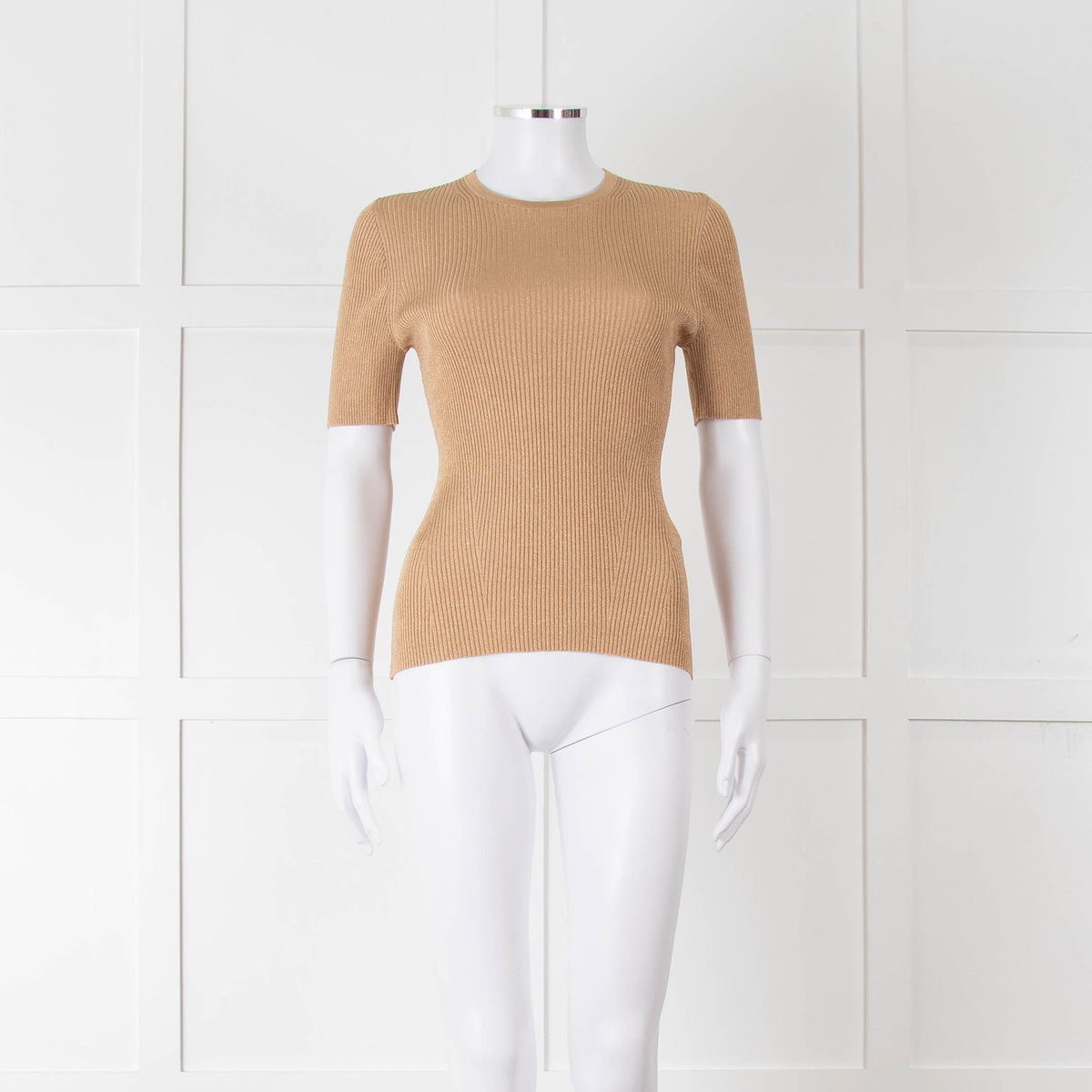 Zimmermann Gold Lurex Knit Short Sleeve Top