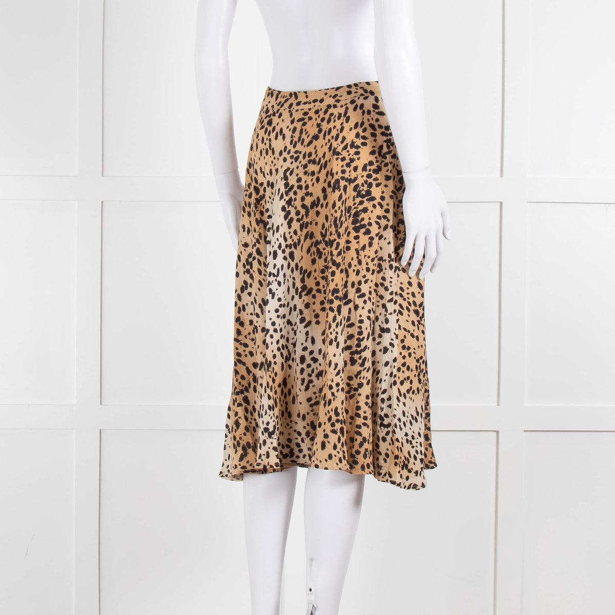 Set Brown Black Animal Print Midi Skirt