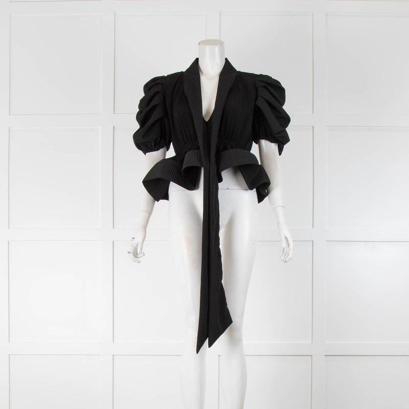 Luc-Ce Black Micro Pleat Top