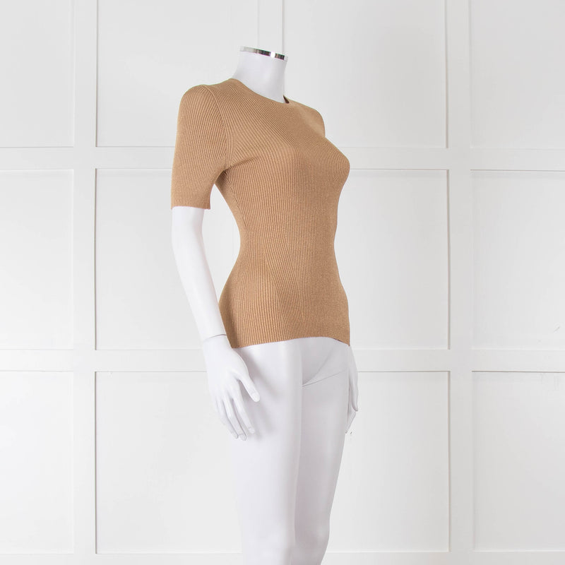 Zimmermann Gold Lurex Knit Short Sleeve Top